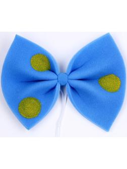 Карнавальный бант Клоуна синий с желтым горохом 25*20см,поролон