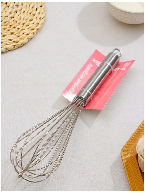 Венчик для взбивания KONFINETTA «Сильвер», струна 1,3 мм, 35×8×8 см, цвет серебряный