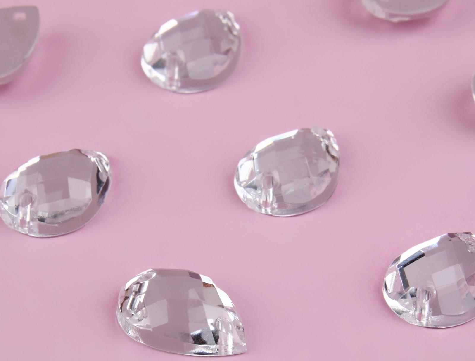 Стразы пришивные «Капля», из органического стекла, 10 × 14 мм, 20 шт, цвет белый