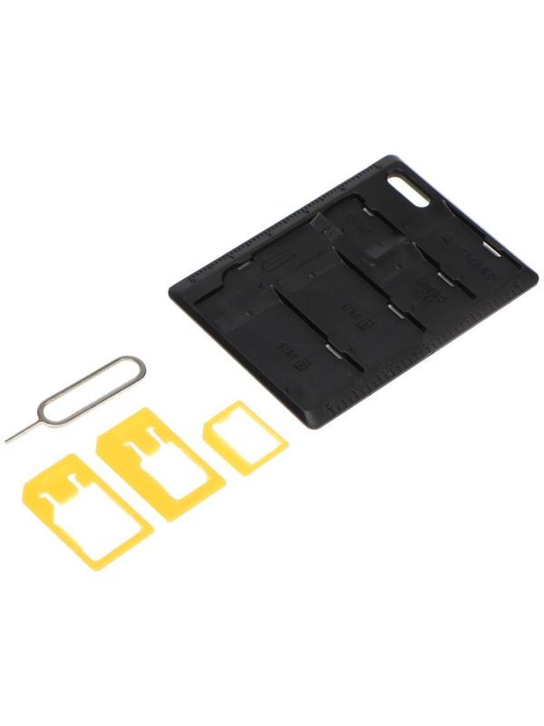 Картхолдер для сим-карт LuazON, скрепка, 3 SIM переходника, отсек для SIM и microSD, чёрный