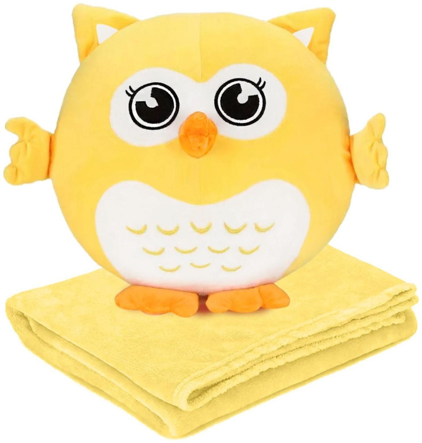 Мягкая игрушка-плед «Совёнок» жёлтый