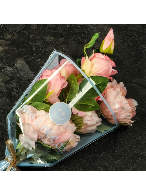 Пакет цветочный Конус, голубой, 28х9х44см±1см