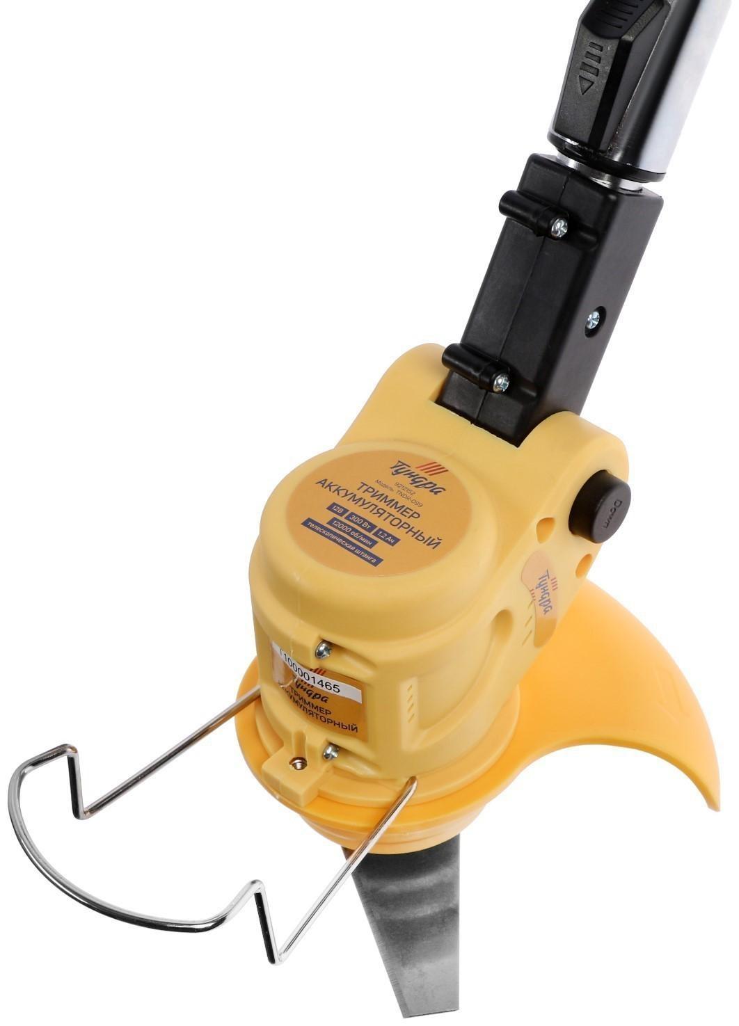 Триммер аккумуляторный ТУНДРА, 12 В, 300 Вт, 1.2 Ач, 12000 об/мин, телескопическая штанга