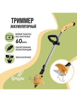 Триммер аккумуляторный ТУНДРА, 12 В, 300 Вт, 1.2 Ач, 12000 об/мин, телескопическая штанга