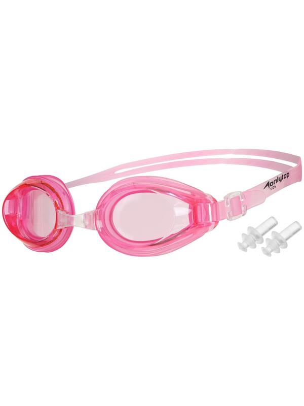 Очки для плавания, взрослые + беруши, цвет розовый