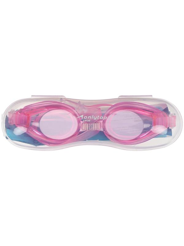 Очки для плавания, взрослые + беруши, цвет розовый