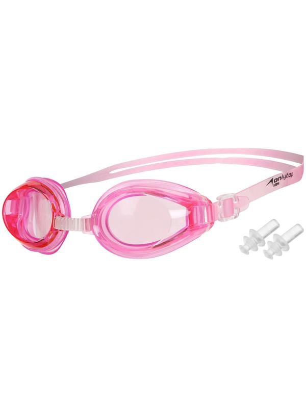 Очки для плавания, взрослые + беруши, цвет розовый