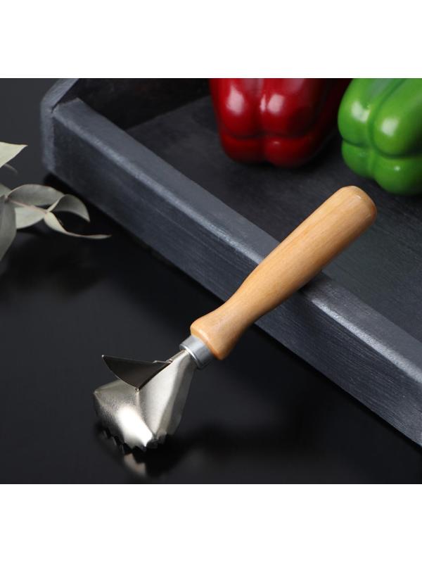 Рыбочистка с ножом для вспарывания «Традиционная», 15×4,5 см, с лакированной деревянной ручкой