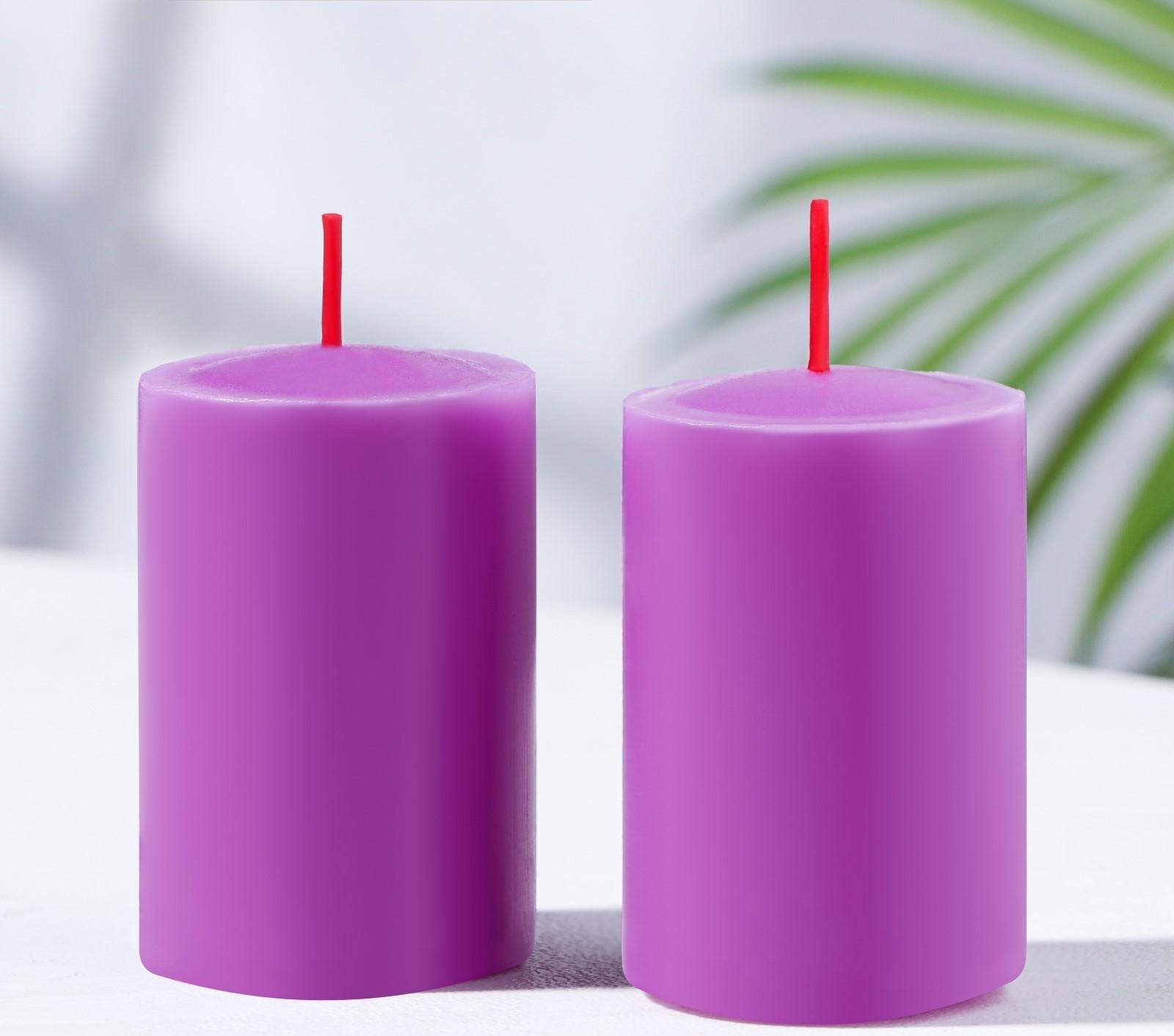 Набор свечей-столбиков 2 шт, 4х6 см, фиалка