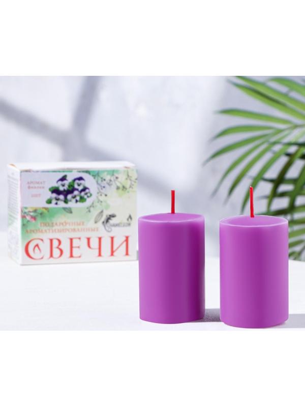 Набор свечей-столбиков 2 шт, 4х6 см, фиалка