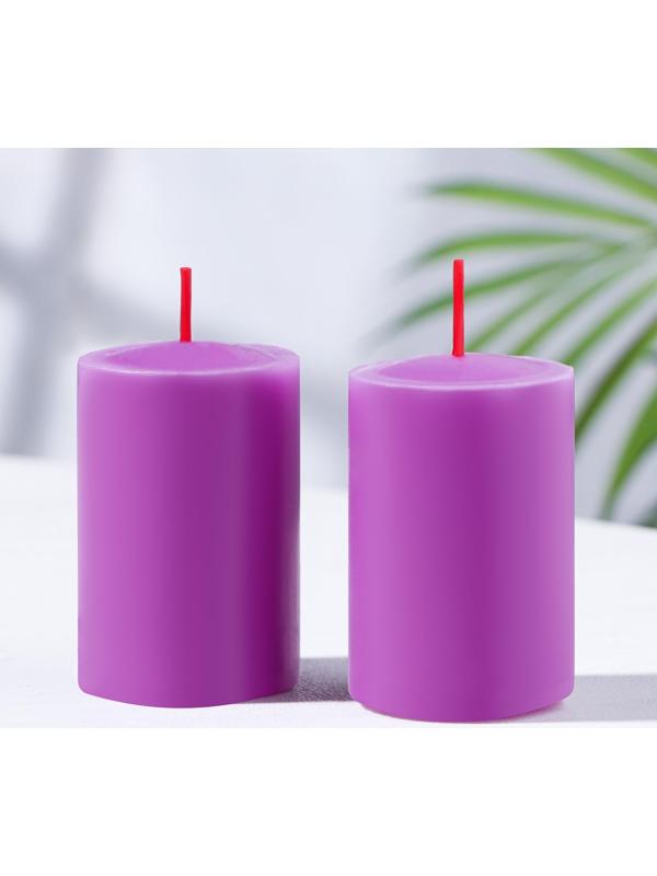 Набор свечей-столбиков 2 шт, 4х6 см, фиалка