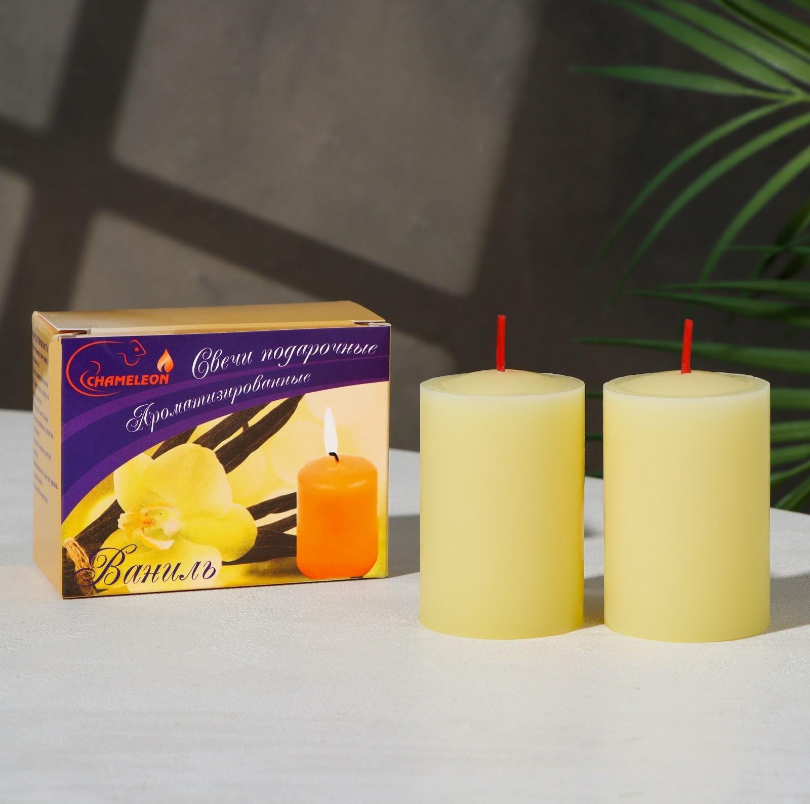 Набор свечей-столбиков 2 шт, 4х6 см, ваниль