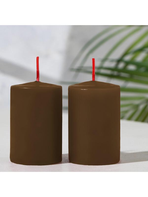 Набор свечей-столбиков 2 шт, 4х6 см, шоколадный трюфель