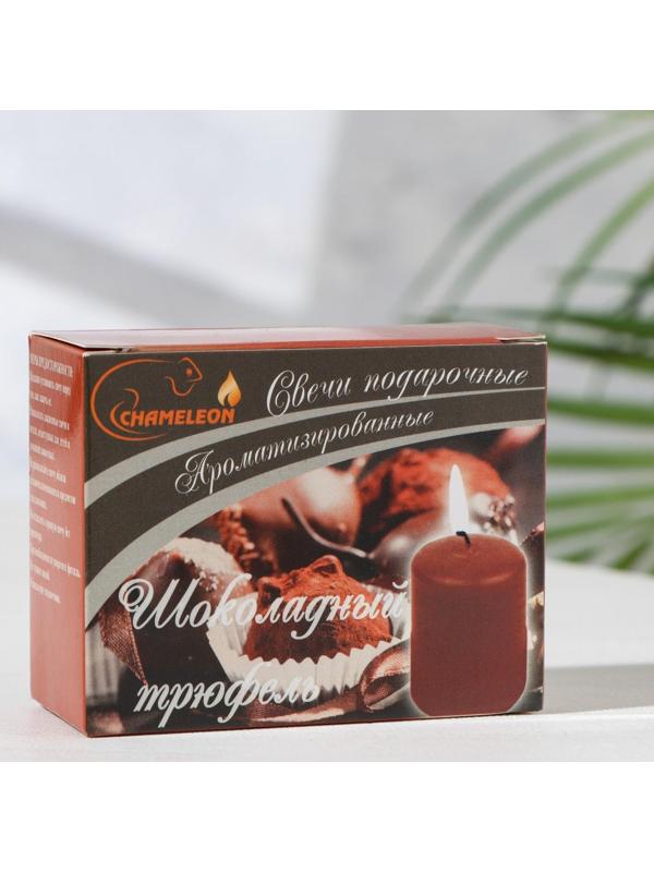 Набор свечей-столбиков 2 шт, 4х6 см, шоколадный трюфель