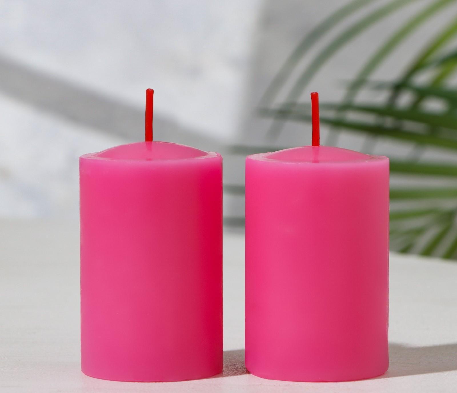 Набор свечей-столбиков 2 шт, 4х6 см, клубника