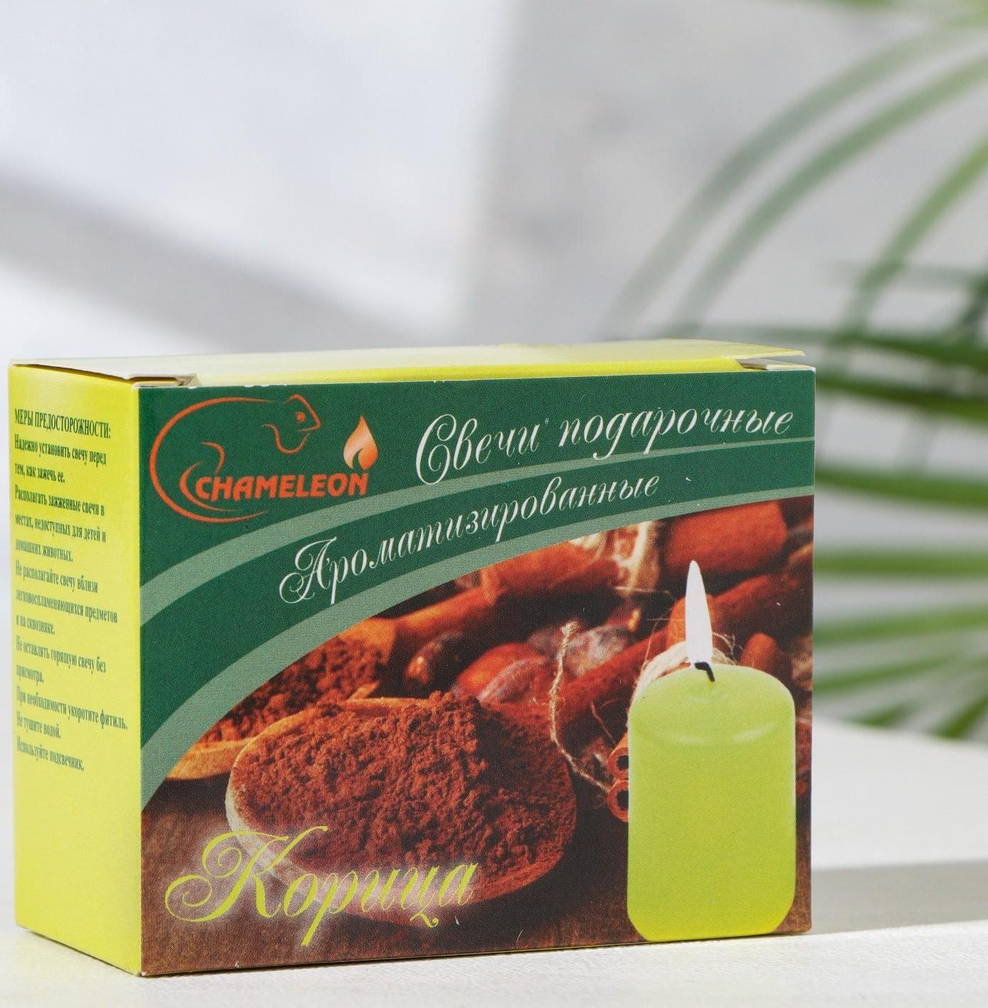 Набор свечей-столбиков 2 шт, 4х6 см, корица