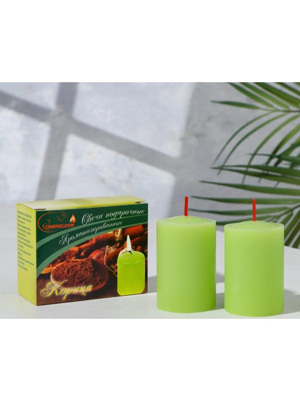 Набор свечей-столбиков 2 шт, 4х6 см, корица