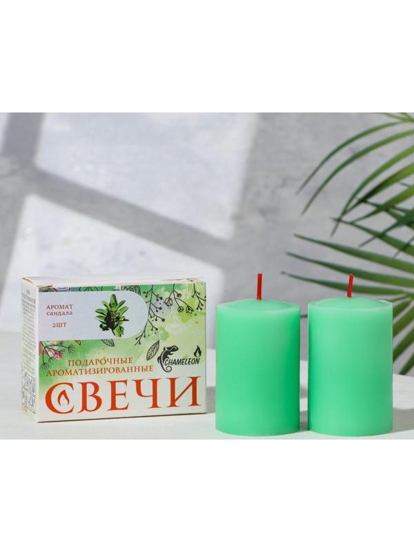 Набор свечей-столбиков 2 шт, 4х6 см, сандал