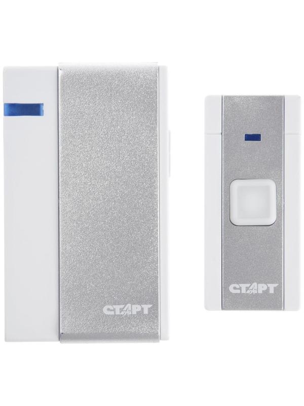 Звонок СТАРТ Б/З 001, беспроводной, 36 мелодии, 80 м, 3хААА/1хА23, белый