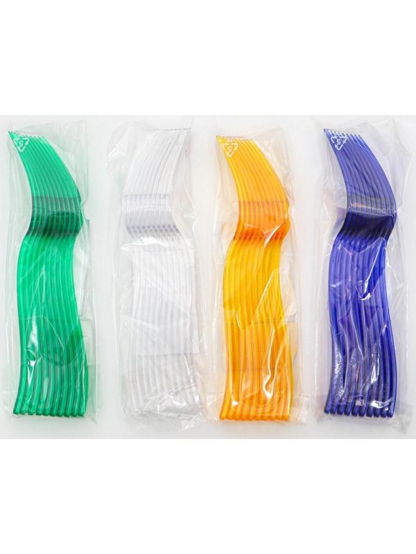 Вилка одноразовая, прозрачная, 18 см, набор 10 шт, цвет МИКС