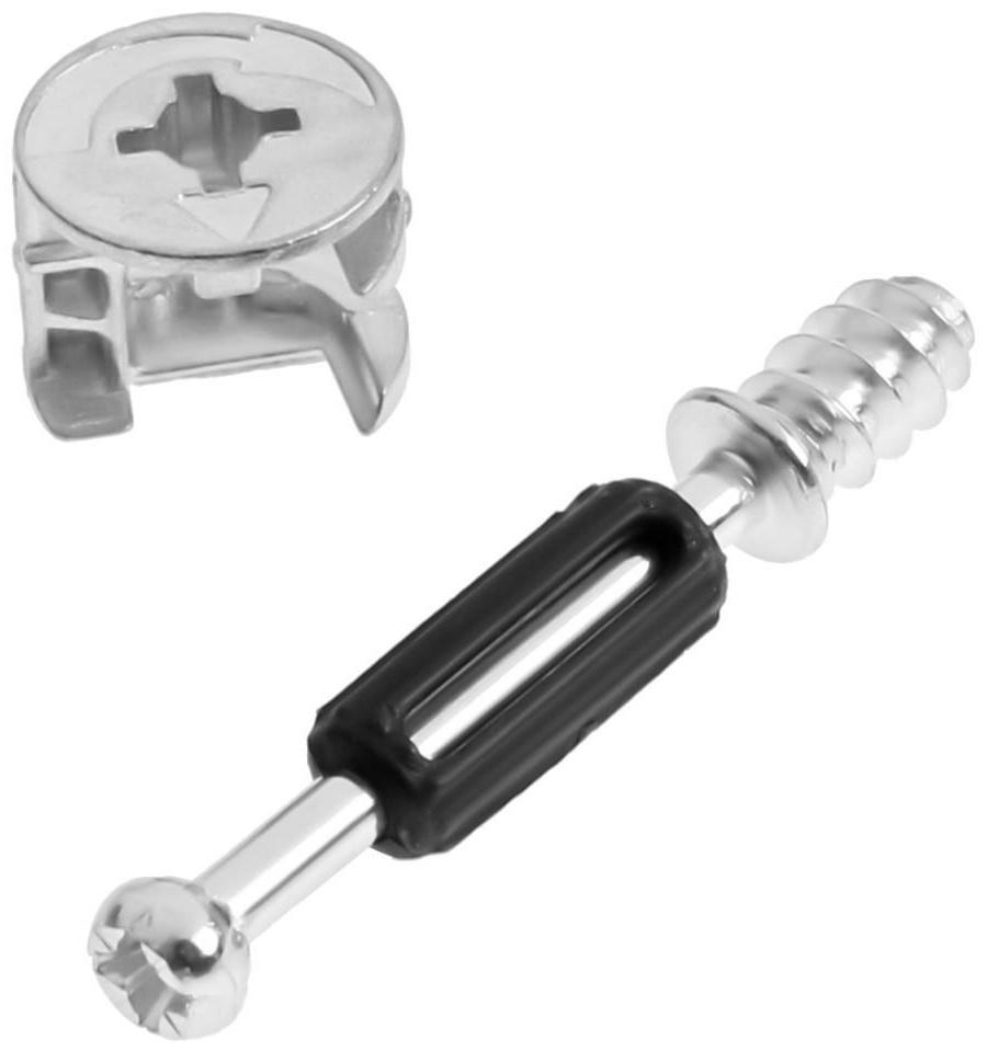 Стяжка эксцентриковая, комплект (эксцентрик, шток с пластиком и саморез).