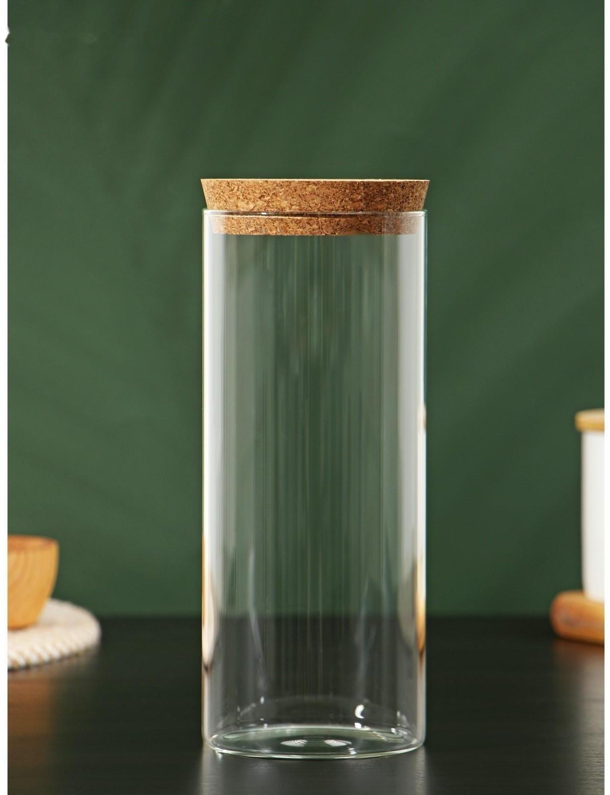 Банка стеклянная для сыпучих продуктов с пробковой крышкой «Классика», 1 л, 8,5×21 см