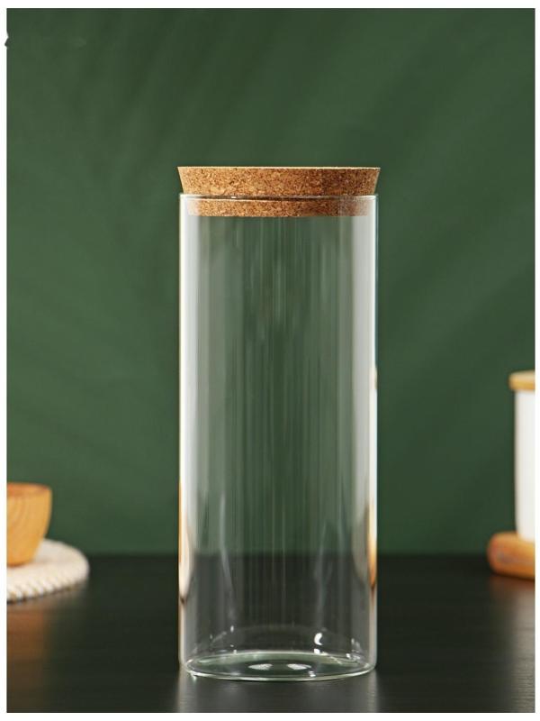 Банка стеклянная для сыпучих продуктов с пробковой крышкой «Классика», 1 л, 8,5×21 см