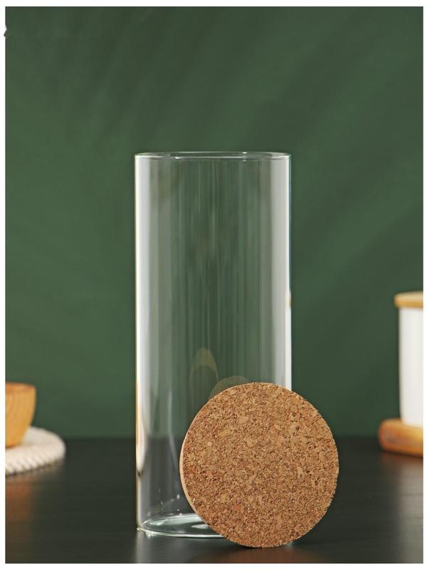 Банка стеклянная для сыпучих продуктов с пробковой крышкой «Классика», 1 л, 8,5×21 см