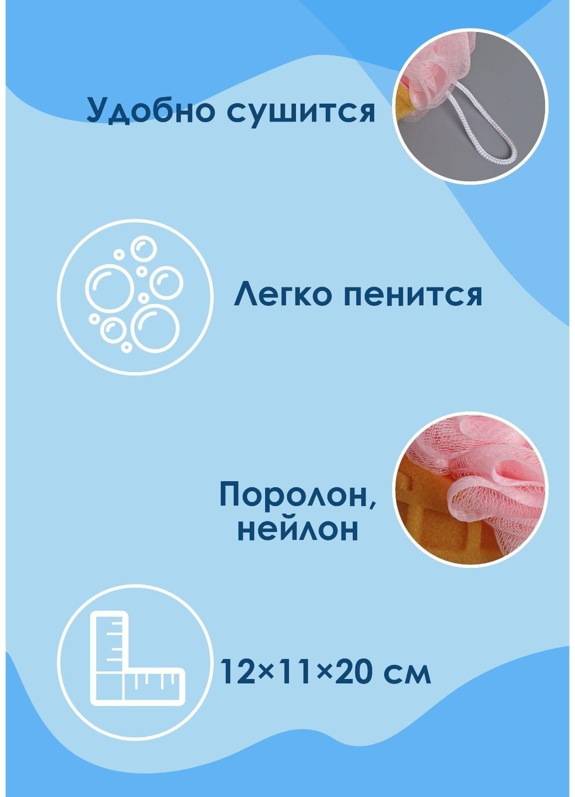 Губка для тела Доляна «Джелатто», цвет розовый