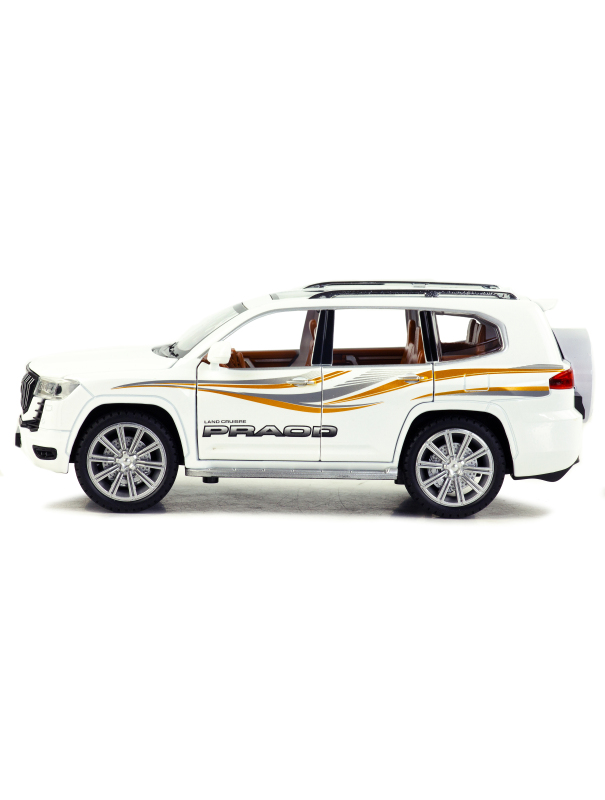 Металлическая машинка Model Car 1:24 «Toyota Land Cruiser Prado» 5524, 21 см., инерционная, свет, звук / Белый