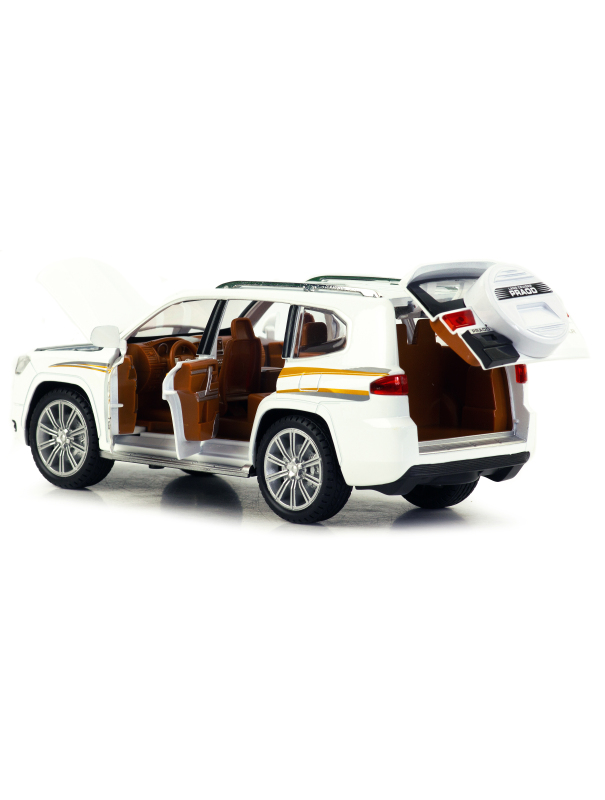 Металлическая машинка Model Car 1:24 «Toyota Land Cruiser Prado» 5524, 21 см., инерционная, свет, звук / Белый