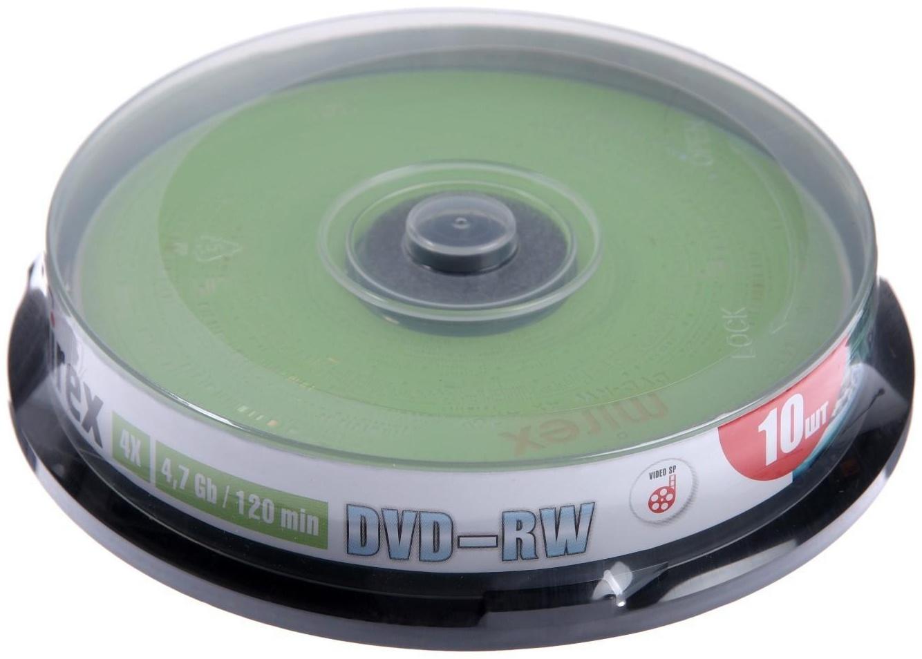 Диск DVD-RW Mirex Brand, 4x, 4.7 Гб, Cake Box, 10 шт