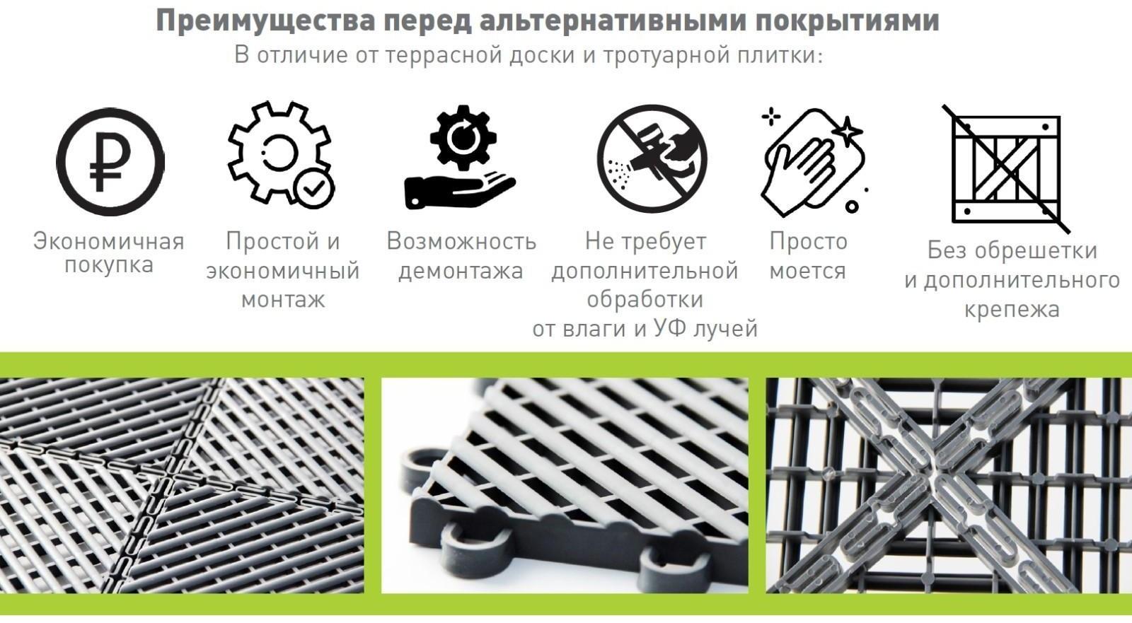 Напольное модульное покрытие City, 33×33 см, 9 шт в упаковке, цвет зелёный