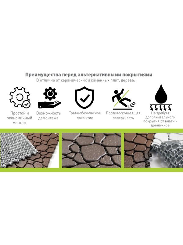 Напольное модульное покрытие AQUA STONE, 34×34 см, 12 шт в упаковке, цвет синий