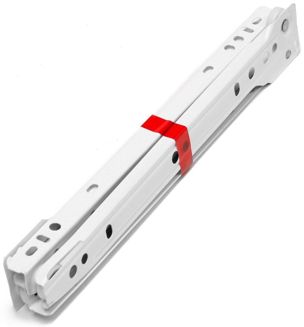 Роликовые направляющие ТУНДРА, L=250 мм, толщина 0,8 мм, белые, 2 шт.