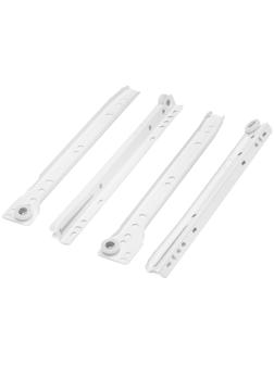 Роликовые направляющие ТУНДРА, L=250 мм, толщина 0,8 мм, белые, 2 шт.