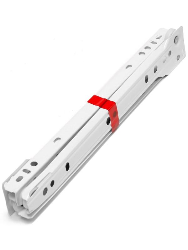 Роликовые направляющие ТУНДРА, L=250 мм, толщина 0,8 мм, белые, 2 шт.