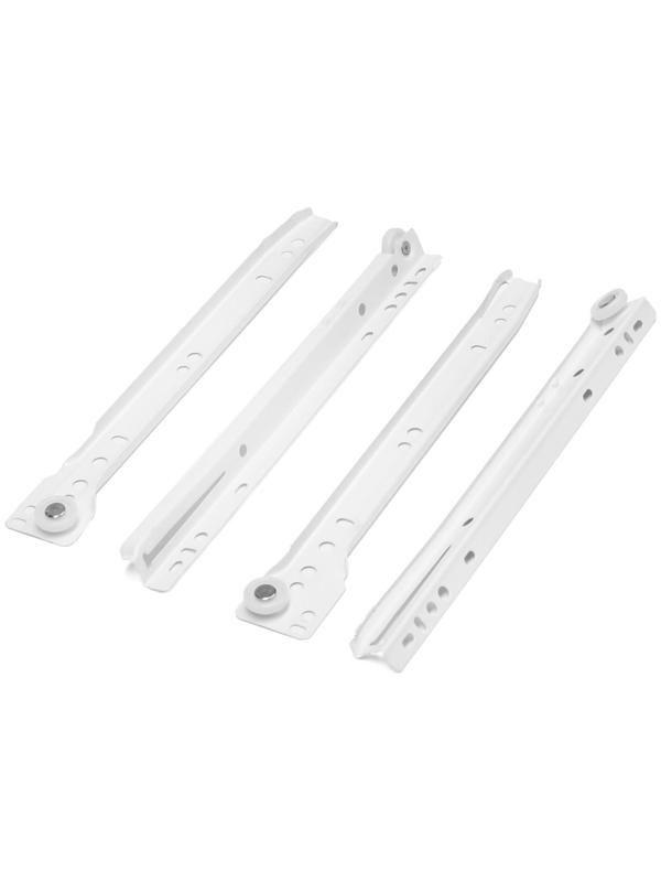 Роликовые направляющие ТУНДРА, L=250 мм, толщина 0,8 мм, белые, 2 шт.