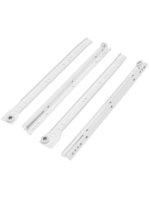 Роликовые направляющие ТУНДРА, L=350 мм, толщина 0,8 мм, белые, 2 шт.