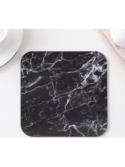 Подставка под горячее квадратная «Черный мрамор», 15х15 см