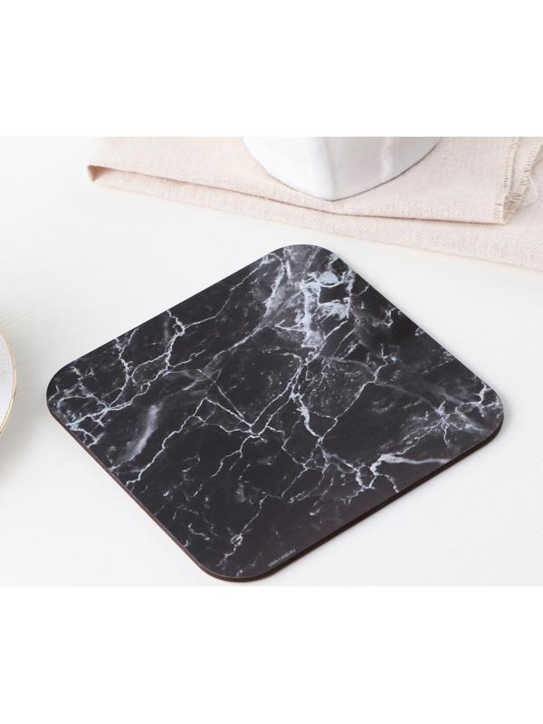 Подставка под горячее квадратная «Черный мрамор», 15х15 см