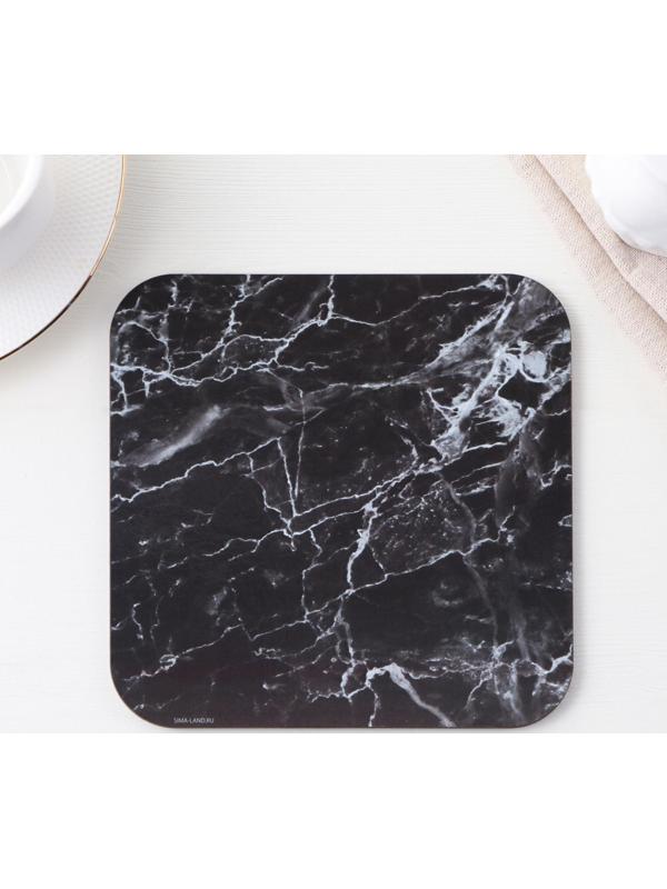 Подставка под горячее квадратная «Черный мрамор», 15х15 см