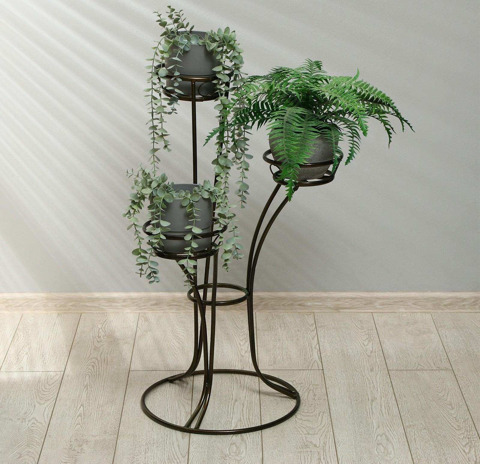 Подставка для цветов, напольная, на 3 горшка, d = 14 см, бронзовая, «Пирамида 3»