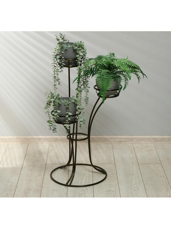 Подставка для цветов, напольная, на 3 горшка, d = 14 см, бронзовая, «Пирамида 3»