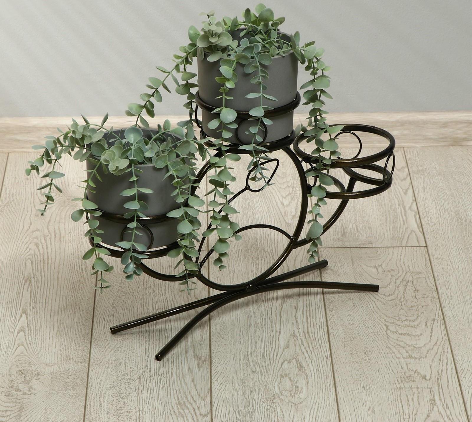 Подставка для цветов, напольная, на 3 горшка, d = 14 см, бронзовая, «Камелия»