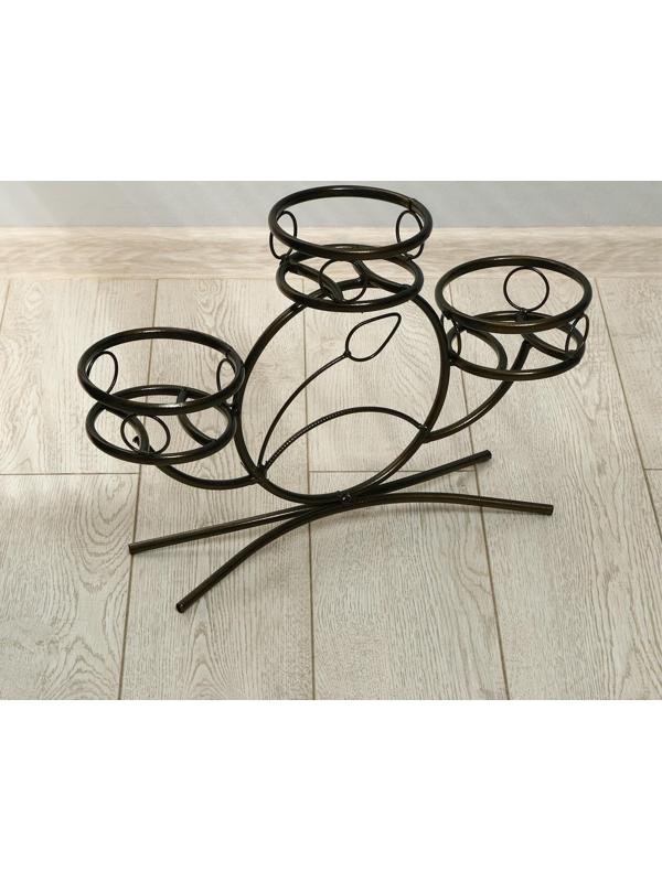 Подставка для цветов, напольная, на 3 горшка, d = 14 см, бронзовая, «Камелия»