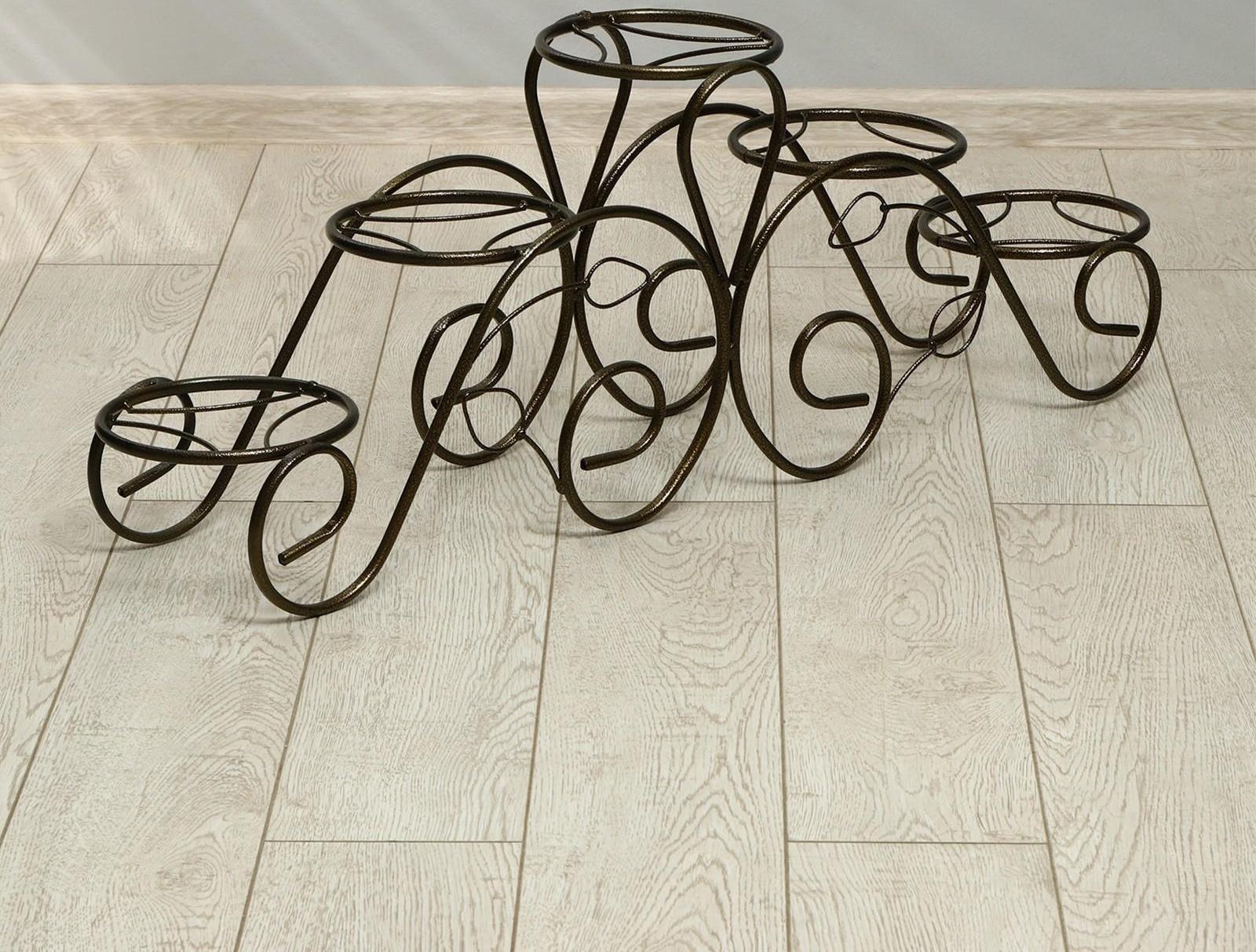 Подставка для цветов, напольная, на 5 горшков, d = 14 см, бронзовая, «Кружево»