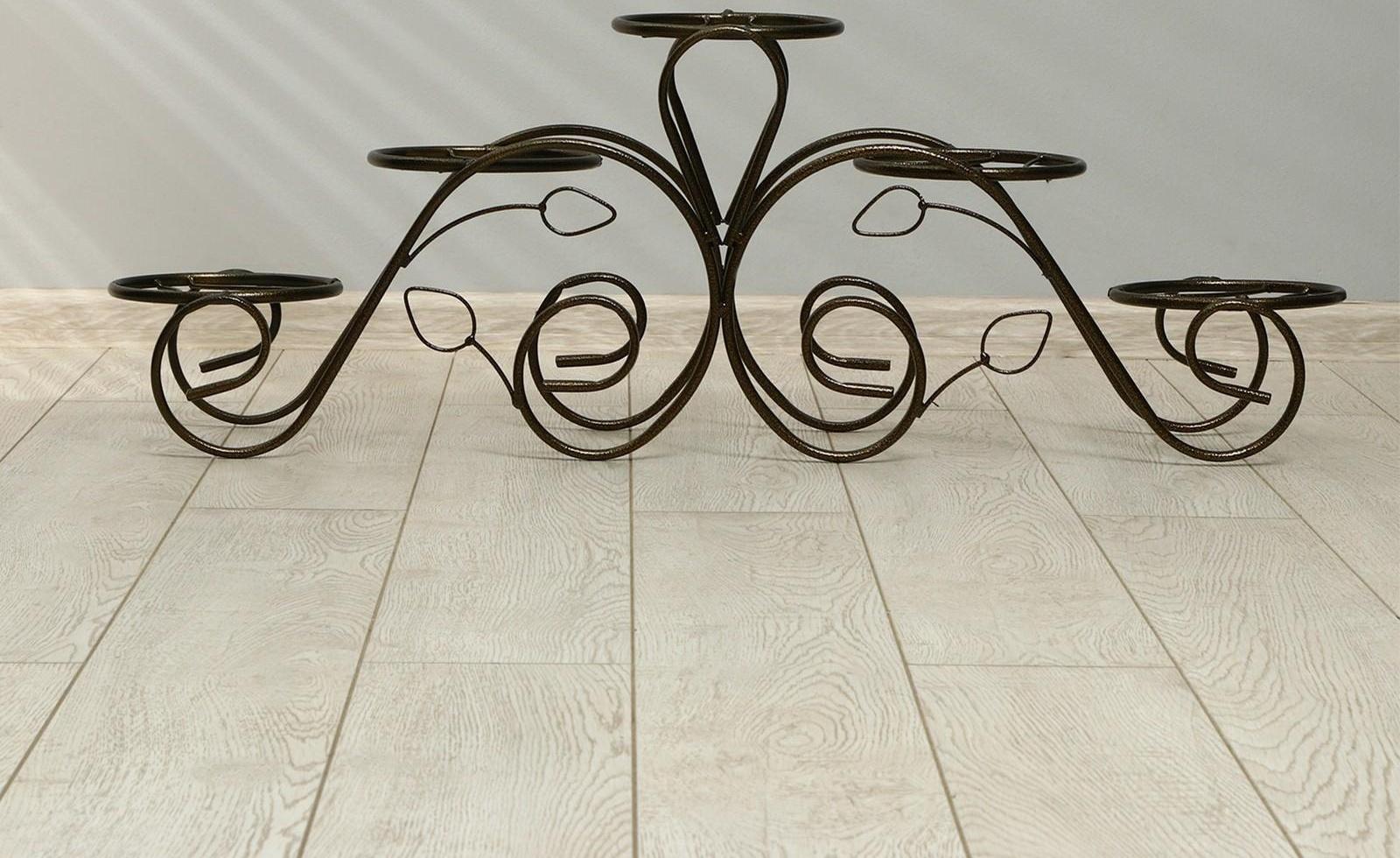 Подставка для цветов, напольная, на 5 горшков, d = 14 см, бронзовая, «Кружево»