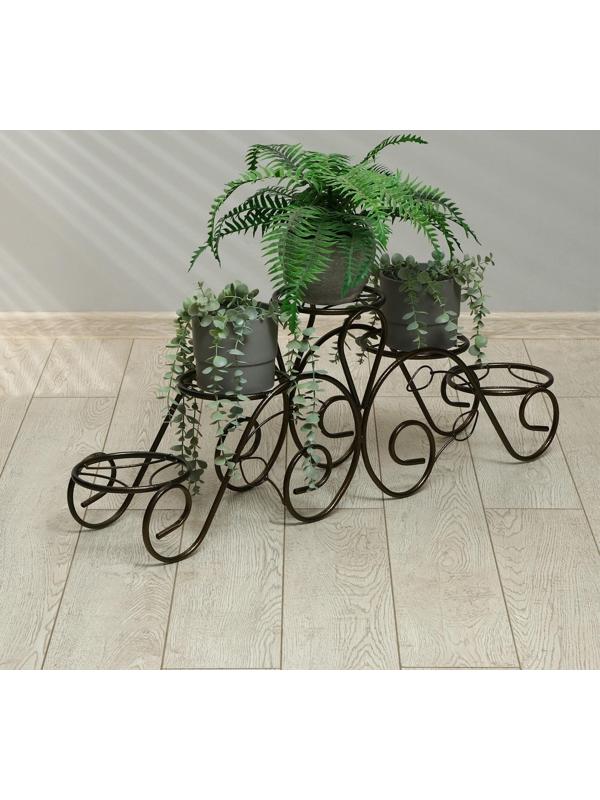 Подставка для цветов, напольная, на 5 горшков, d = 14 см, бронзовая, «Кружево»