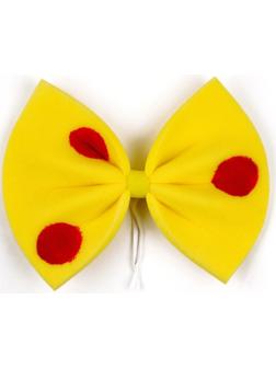 Карнавальный бант Клоуна желтый с красным горохом 25*20см,поролон